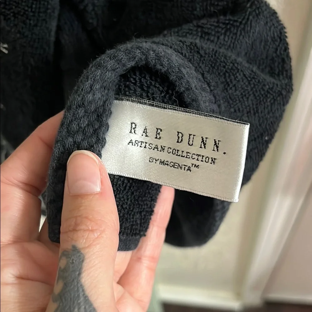 Rae Dunn Black Heebie Jeebies Spider Hand Towels